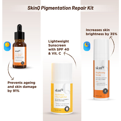 Pigmentation Repair Kit | Skincare Kit for Clearer, Brighter Skin | Includes Sunscreen Gel, Brightening Serum, and Vitamin C Serum