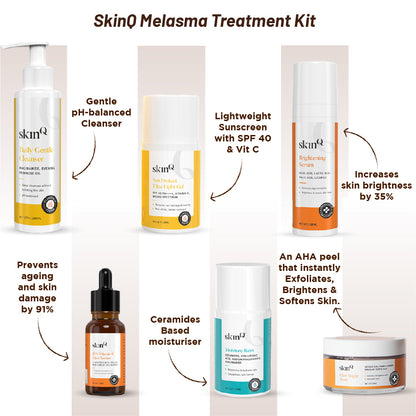 Melasma Treatment Kit | Fight Dark Spots & Brighten Skin | Daily Gentle Cleanser, Vitamin C Serum, Glow Bright Mask, Moisture Balm & More