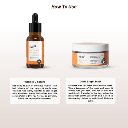 Glow Starter Combo | Vitamin C Serum & Glow Bright Mask Pack For Indian Skin | Perfect for Skin Brightening