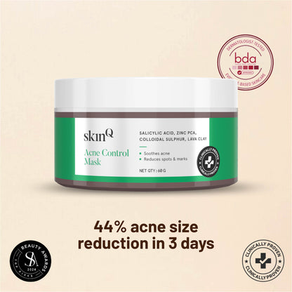 Acne Control Mask | Salicylic Acid Face Mask For Acne Prone Skin | Clears Blemishes, Reduces Breakouts | Face Mask for Women and Men