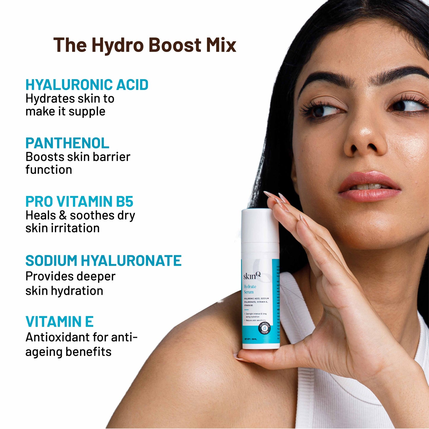 Hydrate Serum, 30 Ml: Hydrating Face Serum for All Skin Types | Active Ingredients Vitamin E, Sodium Hyaluronate | Hyaluronic Acid Serum